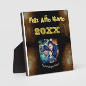 Foto van Feliz Año Nuevo Elegant Calligrafie Fotoplaat (Voorkant)