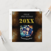 Foto van Feliz Año Nuevo Elegant Calligrafie Kaart (Voorkant / Achterkant in situ)