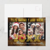 Foto van Feliz Año Nuevo Modern Calligrafie Briefkaart (Voorkant / Achterkant)