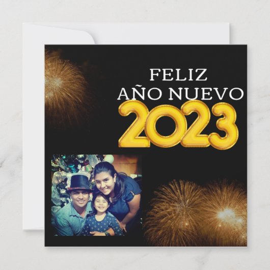 Foto van Feliz Año Nuevo Modern Calligrafie Kaart (Voorkant)