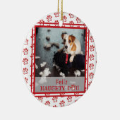 Foto van Feliz Naughty Dog Red Paw Keramisch Ornament (Rechts)