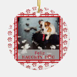 Foto van Feliz Naughty Dog Red Paw Keramisch Ornament