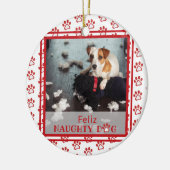 Foto van Feliz Naughty Dog Red Paw Keramisch Ornament (Links)