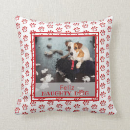 Foto van Feliz Naughty Dog Red Paw Pattern Pet Kussen