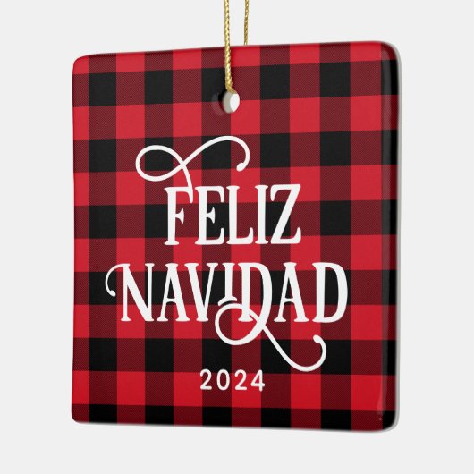 Foto van Feliz Navidad Red Buffalo Plays Keramisch Ornament (Links)