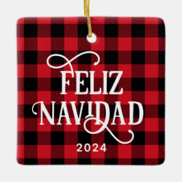 Foto van Feliz Navidad Red Buffalo Plays Keramisch Ornament
