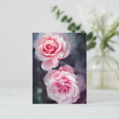 Foto van Feminine Pink Roses Floral Briefkaart (Staand voorkant)