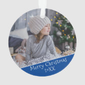 Foto van Festive Blue Kerstfeestay Ornament (achterkant)