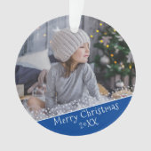 Foto van Festive Blue Kerstfeestay Ornament (voorkant)