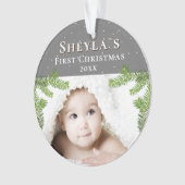 Foto van Festive Cute Baby voor eerste kerstmis 2 Ornament (voorkant)