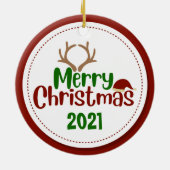 Foto van Festive Pet 2021 Kerstmis Keramisch Ornament (Achterkant)
