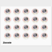 Foto van Festive Prettige feestdagen Foliage Pink Ronde Sticker (Vel)