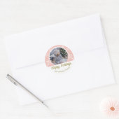 Foto van Festive Prettige feestdagen Foliage Pink Ronde Sticker (Envelop)