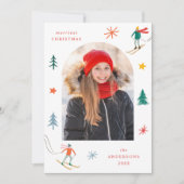 Foto van Festive Skiers Feestdagenkaart (Voorkant)
