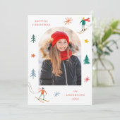 Foto van Festive Skiers Feestdagenkaart (Staand voorkant)