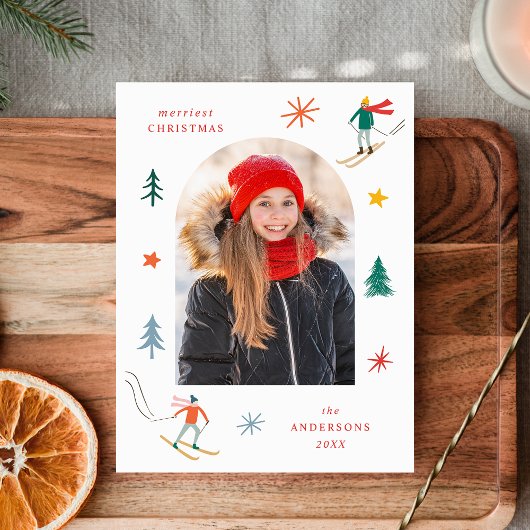 Foto van Festive Skiers Feestdagenkaart