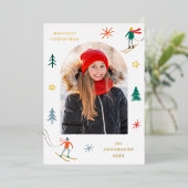 Foto van Festive Skiers Folie Feestdagenkaart (Staand Voorkant)