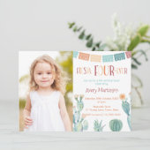 Foto van Fiesta FOUR-ever Mexican 4th Birthday Par Kaart (Staand voorkant)