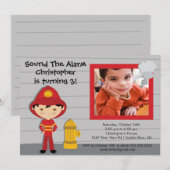 Foto van Fireman Boy Firetruck Birthday Party Kaart (Voorkant / Achterkant)