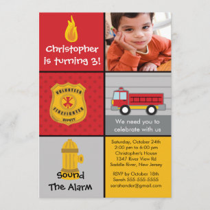 Foto van Fireman Boy Firetruck Birthday Party Kaart