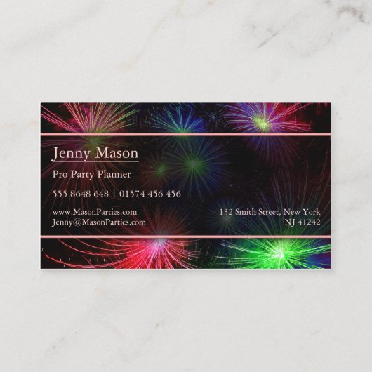 Foto van Fireworks Party Planner - Visitekaartje (Achterkant)