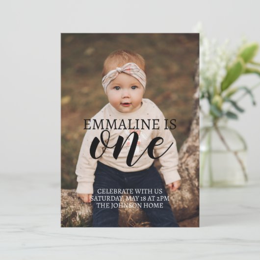 Foto van First Birthday Aankondiging download (Staand voorkant)