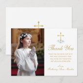 Foto van First Community White Floral Gold Cross Bedankkaart (Voorkant / Achterkant)