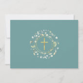 Foto van First Heilige Commune Greenery Gold Cross Kaart (Achterkant)