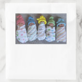 Foto van Five Clay Baby's: Polymer Clay, Swaddled Rechthoekige Sticker (Tas)