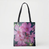Foto van flankerend roze Oleander Blooms Floral Tote Bag (Voorkant)