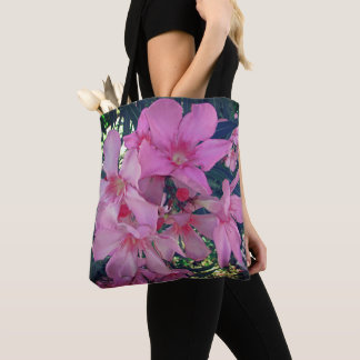 Foto van flankerend roze Oleander Blooms Floral Tote Bag