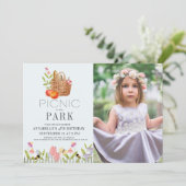 Foto van Floral Birthday in Park Basket Kaart (Staand voorkant)