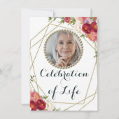 Foto van Floral Burgundy Blush Celebration of Life Kaart (Achterkant)