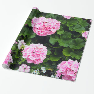 Foto van Floral Colorful Pink Geraniums Cadeaupapier