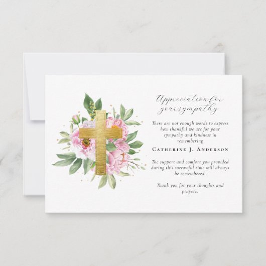 Foto van Floral Cross Sympathy Funeral Memorial Bedankkaart (Voorkant)