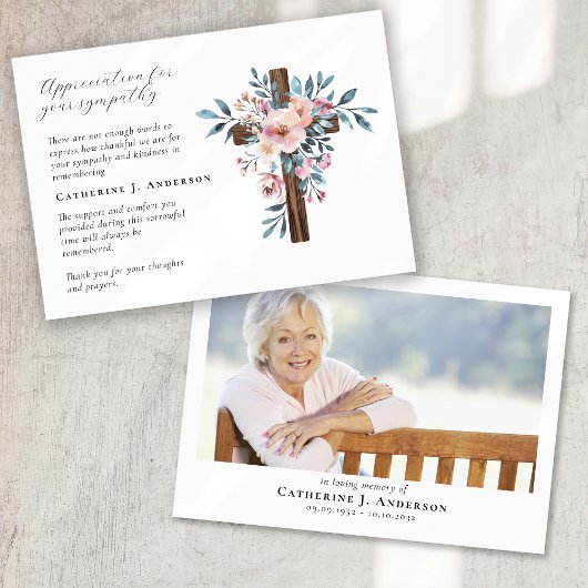 Foto van Floral Cross Sympathy Funeral Memorial Bedankkaart