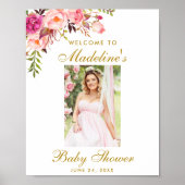 Foto van Floral Gold Baby shower Poster (Voorkant)