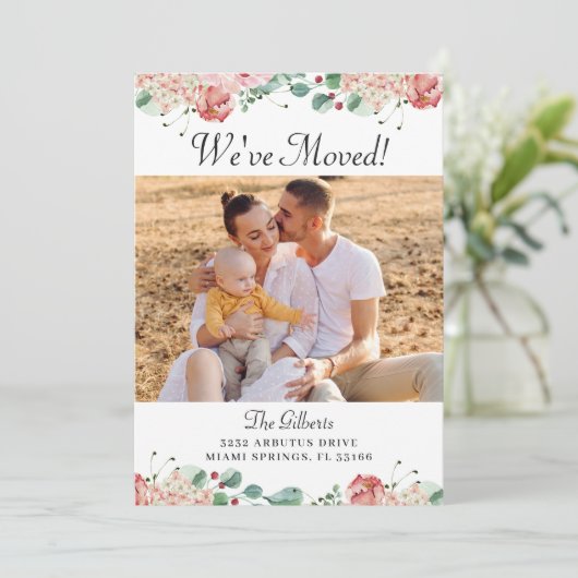 Foto van Floral Greenery Housewarming Party Kaart (Staand voorkant)