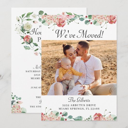 Foto van Floral Greenery Housewarming Party Kaart (Voorkant / Achterkant)