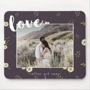 Foto van Floral met Love Typography Muismat