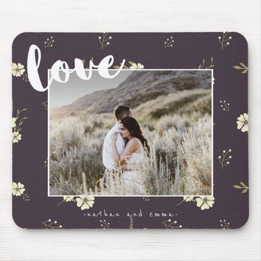 Foto van Floral met Love Typography Muismat (Voorkant)