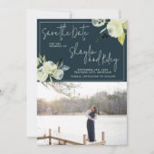 Foto van Floral Midnight Blue Save The Date (Voorkant)
