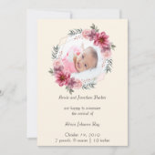 Foto van Floral Newborn Birth Announement Kaart (Voorkant)