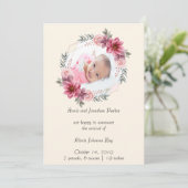 Foto van Floral Newborn Birth Announement Kaart (Staand voorkant)
