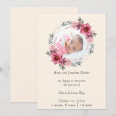 Foto van Floral Newborn Birth Announement Kaart (Voorkant / Achterkant)