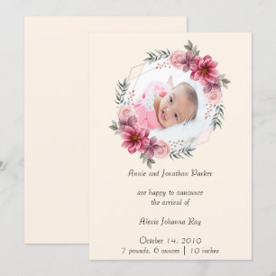 Foto van Floral Newborn Birth Announement Kaart