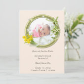 Foto van Floral Newborn Birth Announement Kaart (Staand voorkant)