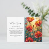 Foto van Floral Poppies Sympathy Funeral Memorial Bedankkaart (Staand voorkant)