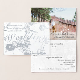 Foto van Floral Silver Foil Wedding Ceremony Folie Kaarten