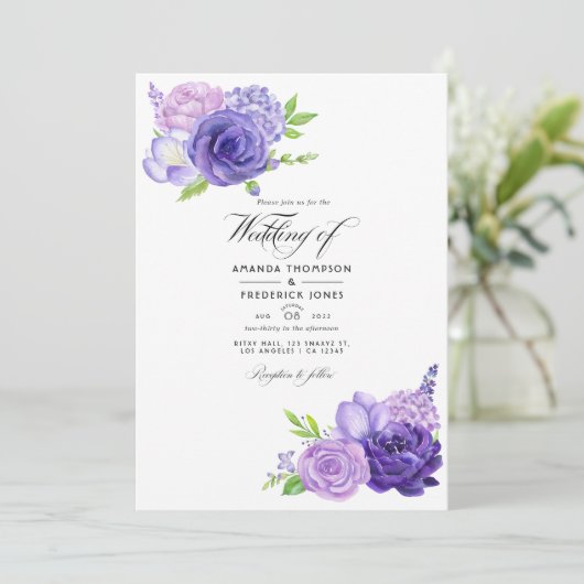 Foto van Floral Weddenschap tegen Ultra Violet Wat Kaart (Staand voorkant)